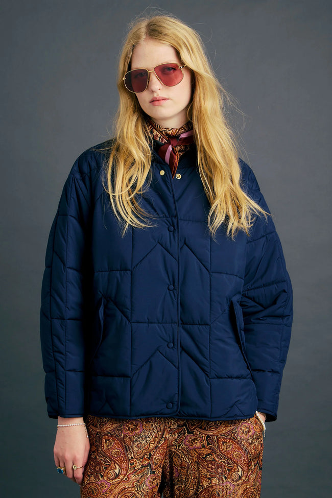 Quilted Monogram Jacket - Navy-KAREN WALKER-P&amp;K The General Store