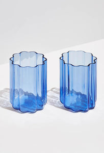 Wave Glass - Set of 2 - Blue-FAZEEK-P&amp;K The General Store