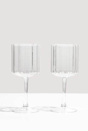 Wave Wine Glass - Set of 2 - Clear-FAZEEK-P&amp;K The General Store