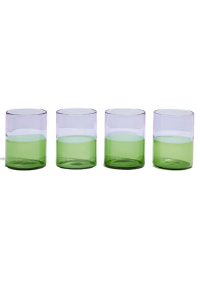 Two Tone Glasses - Set of 4 - Lilac + Green-FAZEEK-P&amp;K The General Store