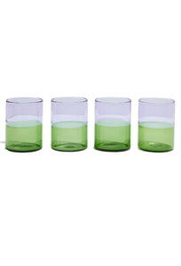 Two Tone Glasses - Set of 4 - Lilac + Green-FAZEEK-P&amp;K The General Store