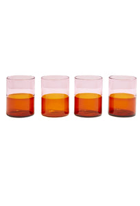 Two Tone Glasses - Set of 4 - Pink + Amber-FAZEEK-P&amp;K The General Store