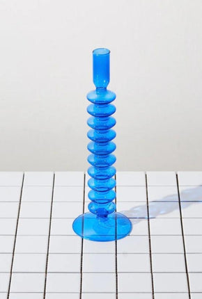 Zig Zag Candle Holder - Blue-HOUSE OF NUNU-P&amp;K The General Store