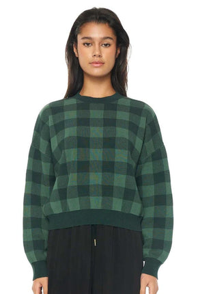 Melrose Crop Intarsia Knit - Forest-HUFFER-P&amp;K The General Store