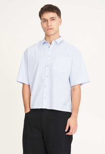 Short Sleeve Box Shirt - Ice Blue Stripe-HUFFER-P&amp;K The General Store