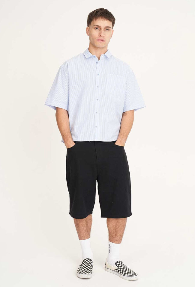 Short Sleeve Box Shirt - Ice Blue Stripe-HUFFER-P&amp;K The General Store