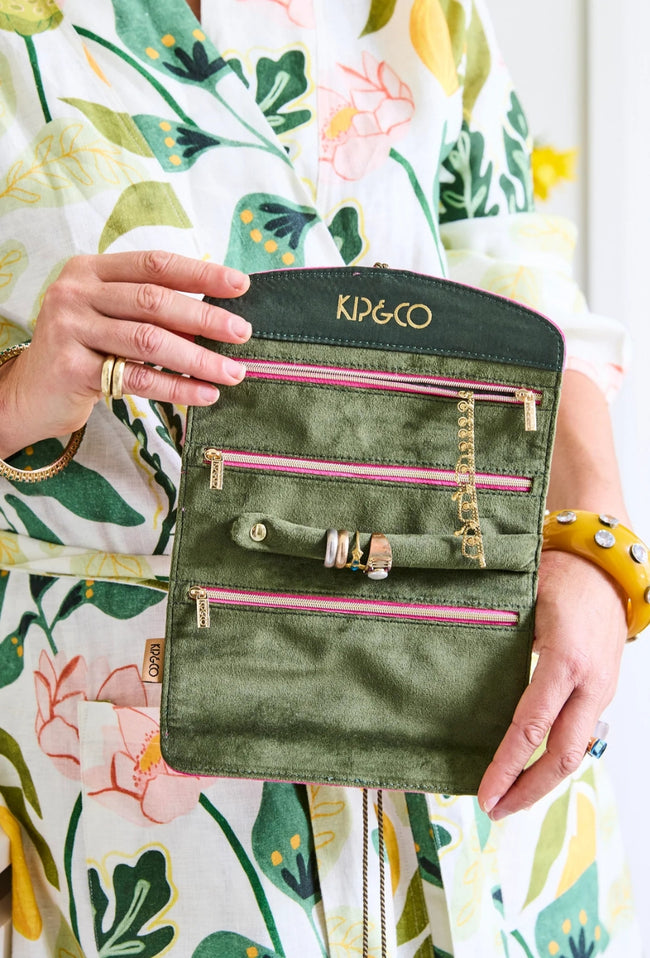 Velvet Jewellery Roll - Prickly Pear-KIP & CO-P&amp;K The General Store