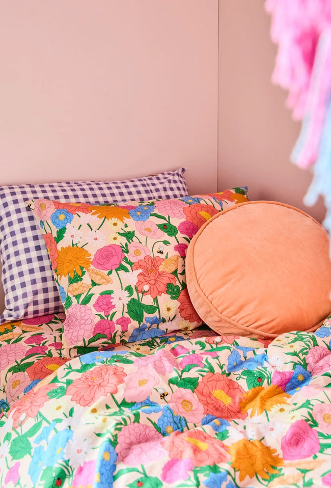 Velvet Pea Cushion - Peach-KIP & CO-P&amp;K The General Store