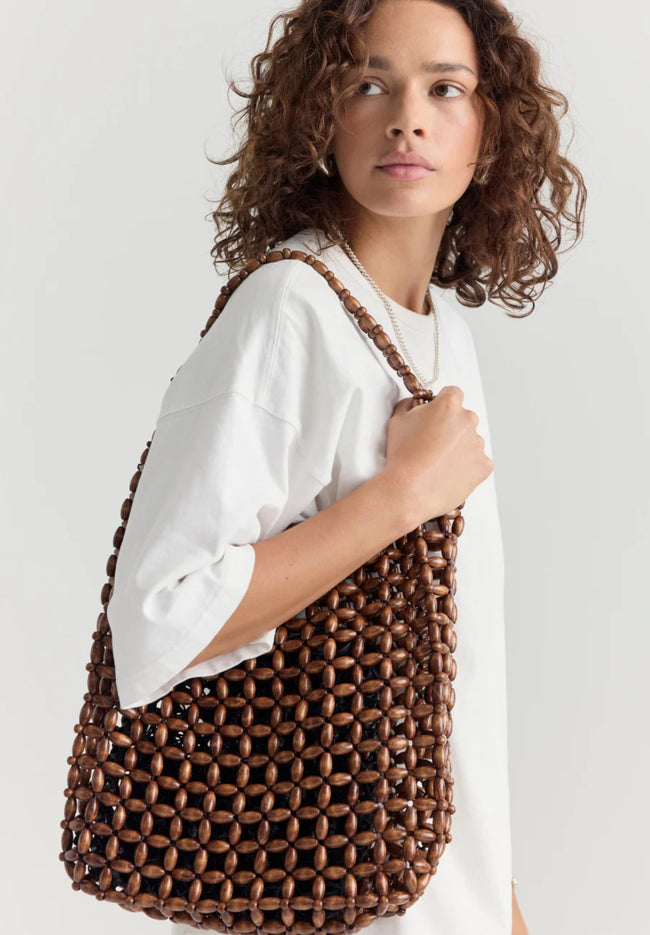Naomi Beaded Tote Bag - Almond-LA TRIBE-P&amp;K The General Store