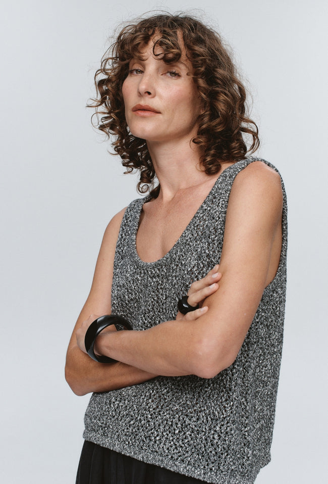 Nova Top - Black / Ivory Melange-MARLE-P&amp;K The General Store