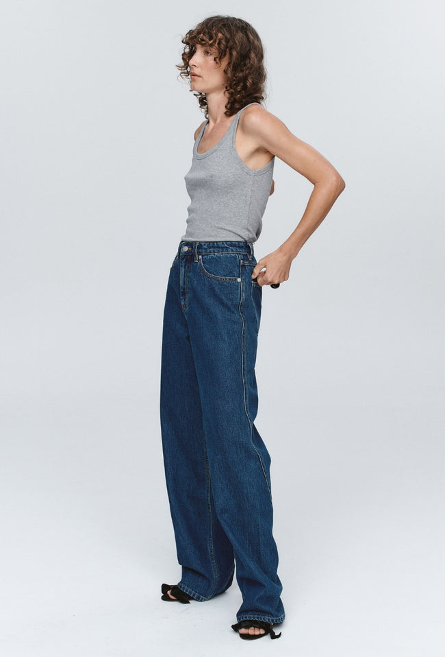 Relaxed Curved Jean - Washed Indigo-MARLE-P&amp;K The General Store