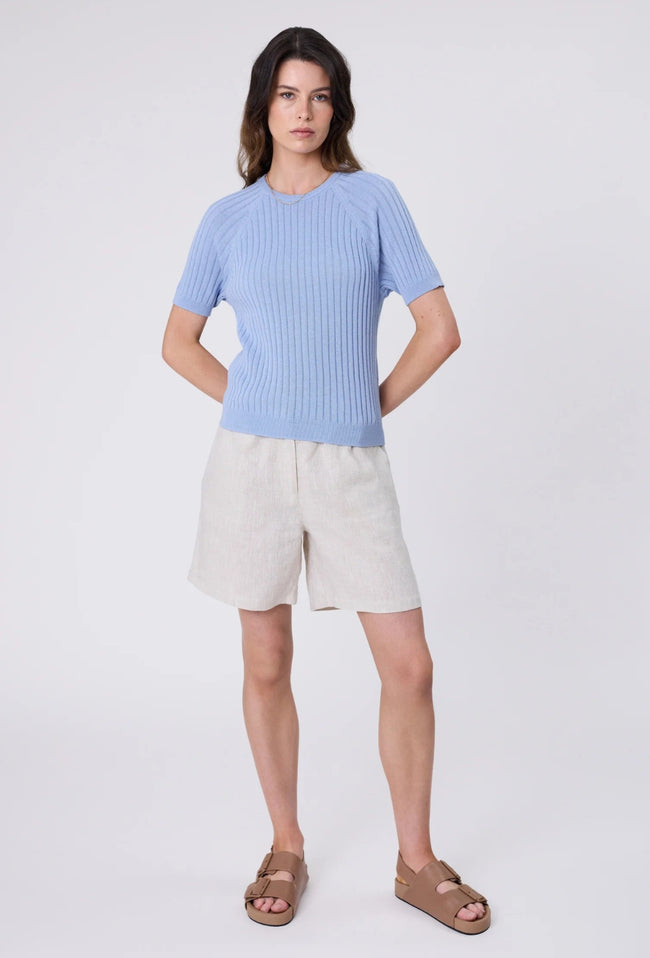 Wisp Knit Tee - Smoke Blue