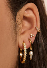 Load image into Gallery viewer, Double Pearl Huggies - 18KT Yellow Gold Plate-Murkani-P&amp;K The General Store
