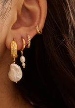 Load image into Gallery viewer, Double Pearl Huggies - 18KT Yellow Gold Plate-Murkani-P&amp;K The General Store
