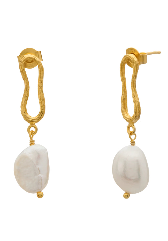 Eterna Baroque Pearl Earrings - 18KT Yellow Gold Plate-Murkani-P&amp;K The General Store