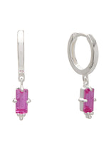 Load image into Gallery viewer, Huggies with Hanging Deep Pink Quartz - Silver-Murkani-P&amp;K The General Store
