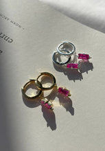 Load image into Gallery viewer, Huggies with Hanging Deep Pink Quartz - Silver-Murkani-P&amp;K The General Store
