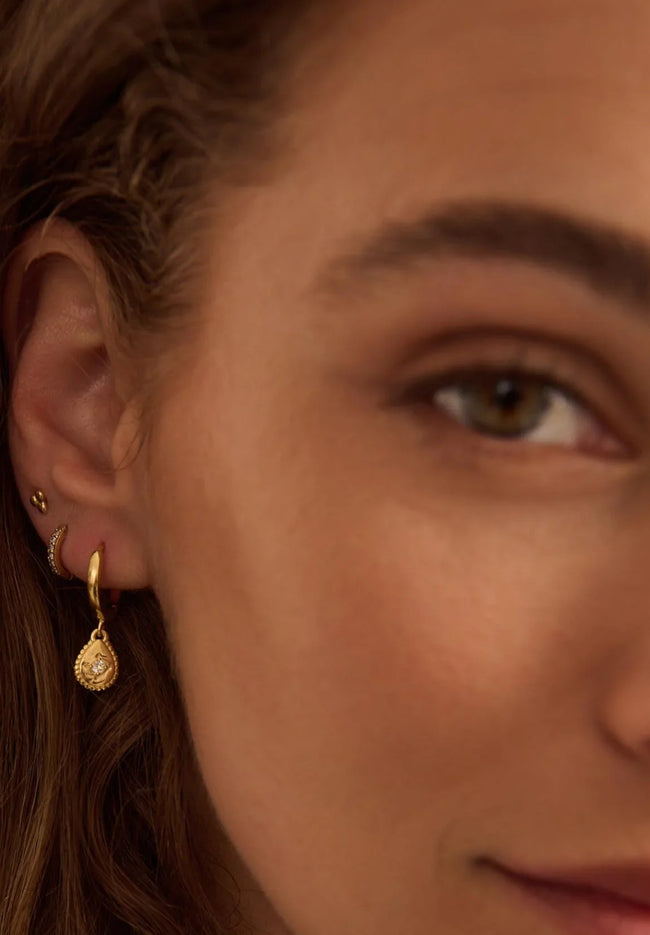 Reflection Tear Drop Huggies -18KT Yellow Gold Plate-Murkani-P&amp;K The General Store