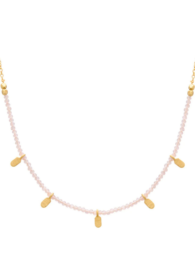 Rose Quartz Choker - 18KT Yellow Gold Plate-Murkani-P&amp;K The General Store