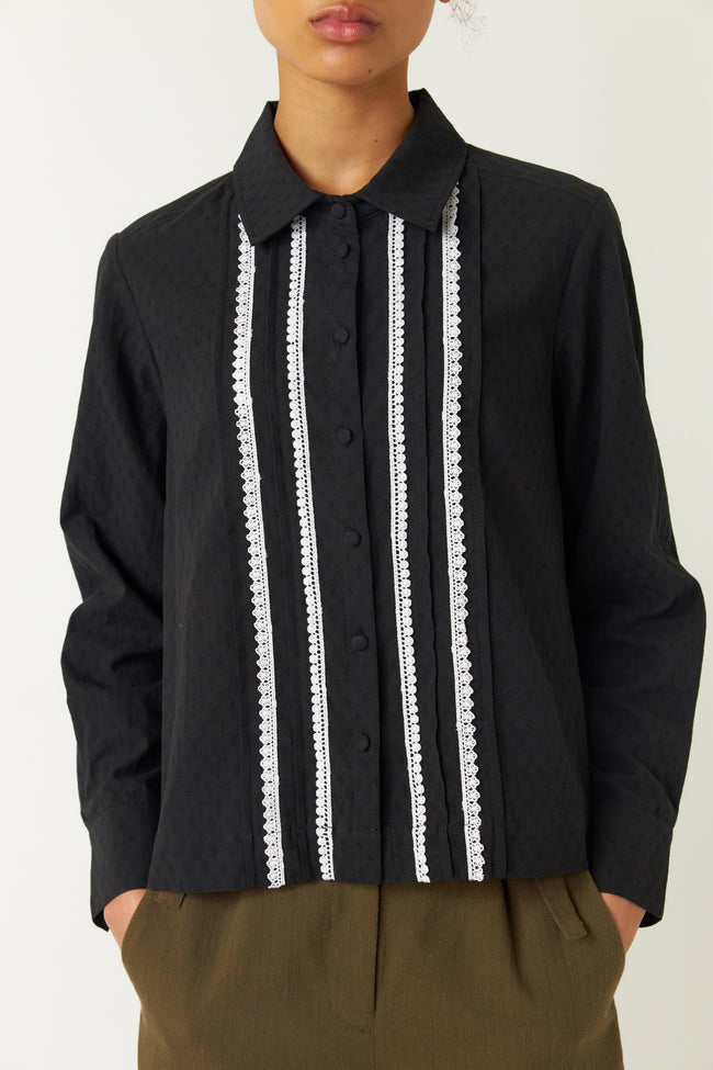 Pintucked Shirt - Black-SYLVESTER-P&amp;K The General Store