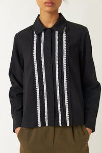 Pintucked Shirt - Black-SYLVESTER-P&amp;K The General Store