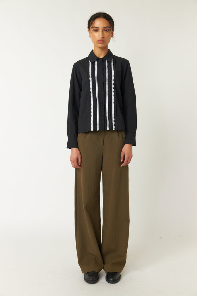 Pintucked Shirt - Black-SYLVESTER-P&amp;K The General Store