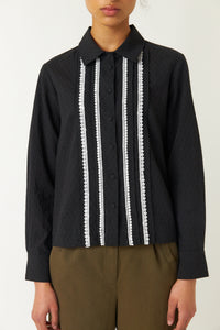 Pintucked Shirt - Black-SYLVESTER-P&amp;K The General Store