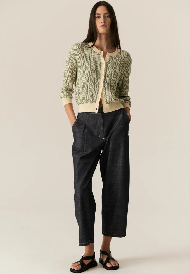 Jules Cardigan - Green/Ivory-POL-P&amp;K The General Store