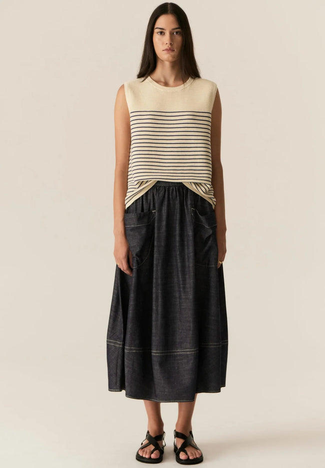 Jules Tank - Ivory/Blue-POL-P&amp;K The General Store