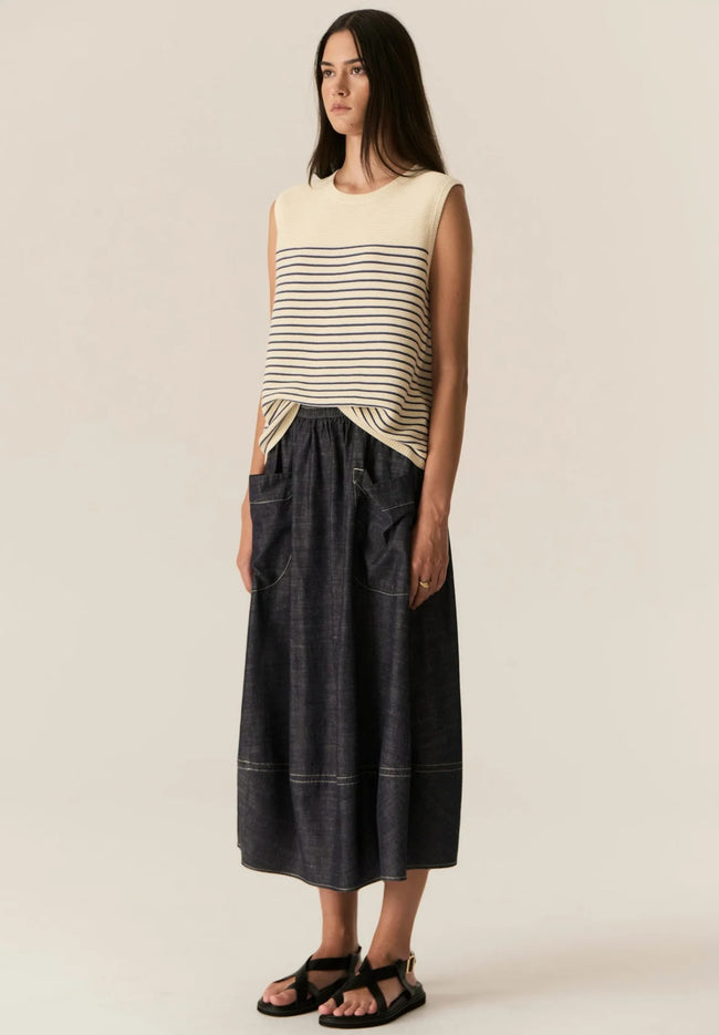 Jules Tank - Ivory/Blue-POL-P&amp;K The General Store