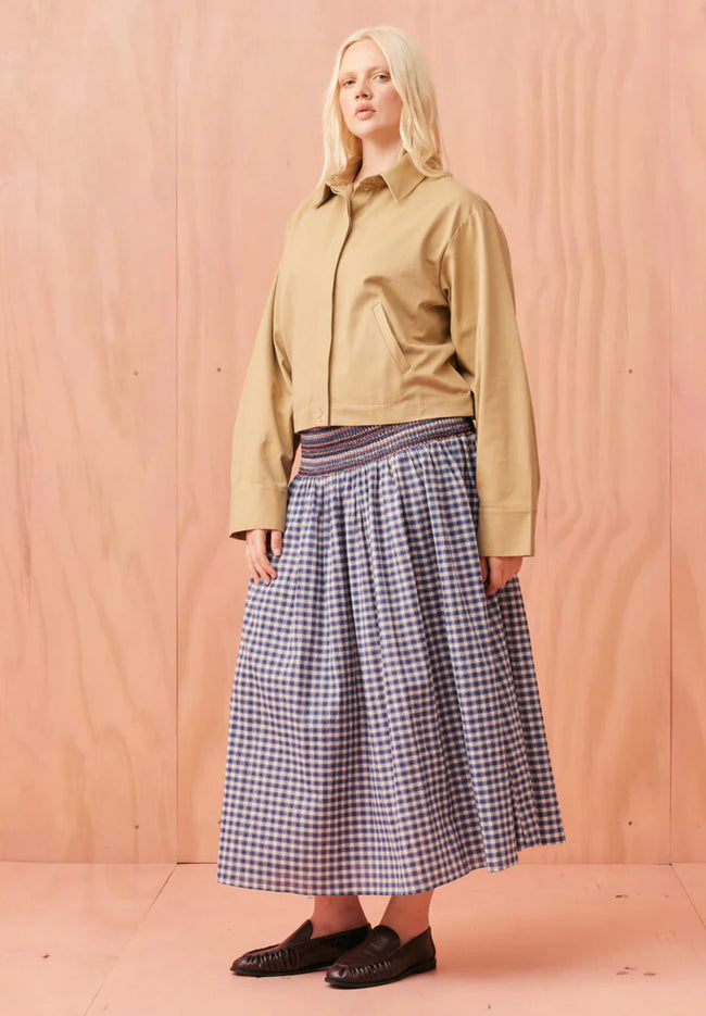 Anastasia Skirt - Orange/Navy Tartan-RUBY-P&amp;K The General Store