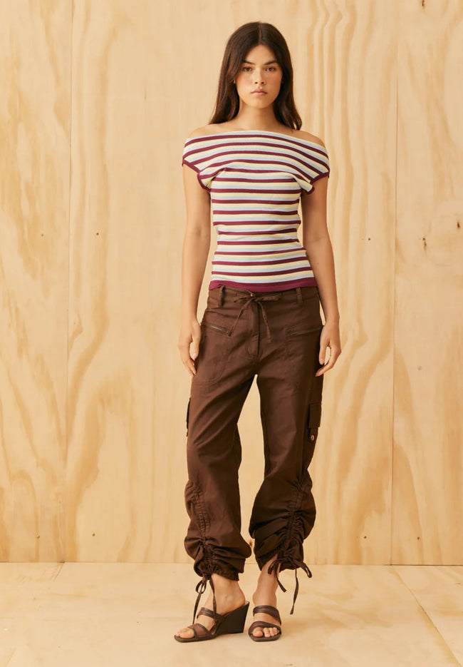 Emma Knit Top - Burgundy Butter Blue Stripe-RUBY-P&amp;K The General Store