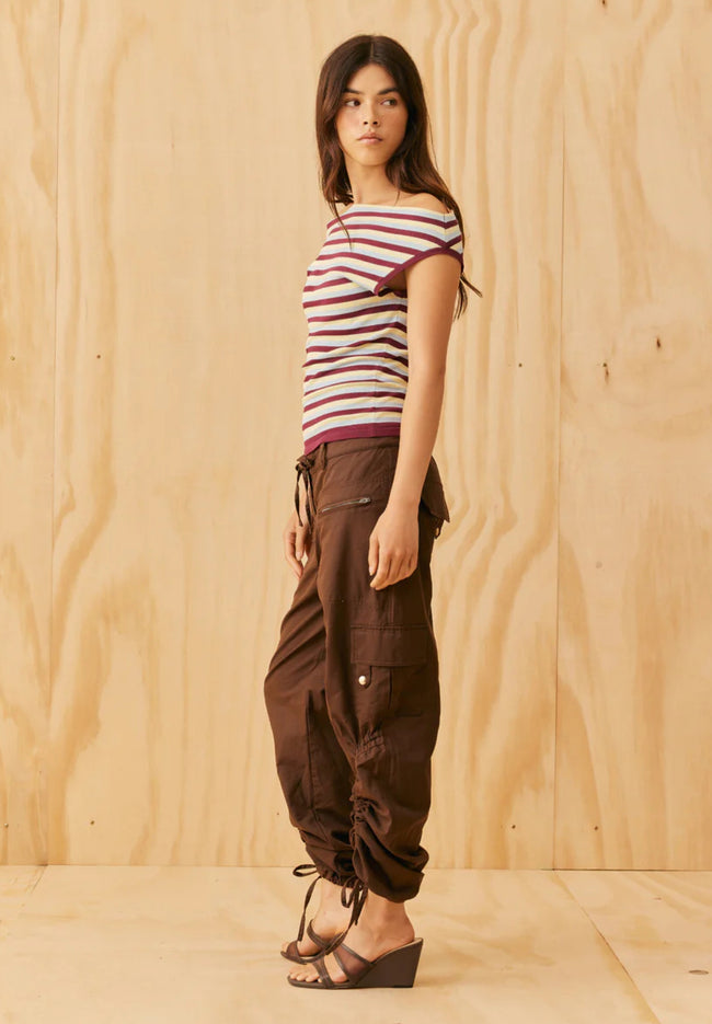 Emma Knit Top - Burgundy Butter Blue Stripe-RUBY-P&amp;K The General Store