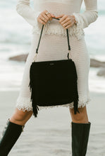 Load image into Gallery viewer, Claudette Shoulder Bag Black Suede + Fringe-SABEN-P&amp;K The General Store

