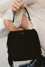 Load image into Gallery viewer, Claudette Shoulder Bag Black Suede + Fringe-SABEN-P&amp;K The General Store
