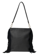 Load image into Gallery viewer, Claudette Shoulder Bag Black Suede + Fringe-SABEN-P&amp;K The General Store
