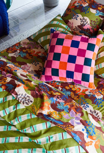 Damas Checkerboard Cushion - Cosmos-SAGE AND CLARE-P&amp;K The General Store