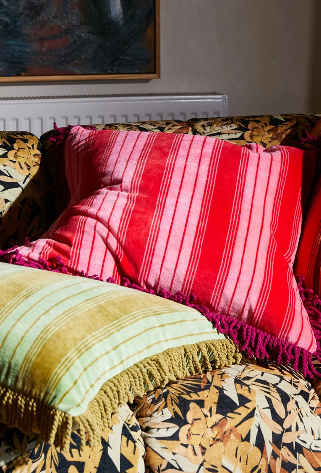 Brigitte Velvet Cushion - Cosmo Pink Feather Insert-SAGE AND CLARE-P&amp;K The General Store