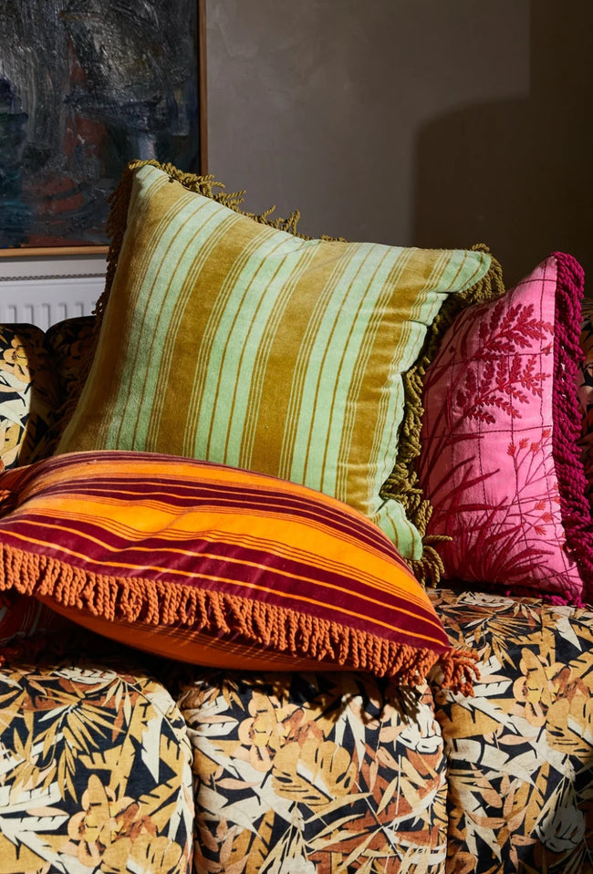 Brigitte Velvet Cushion - Olive Feather Insert-SAGE AND CLARE-P&amp;K The General Store