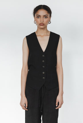 She Ties Waistcoat - Black-SOPHIE-P&amp;K The General Store