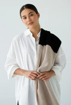 Two Tone Scarf - Black and Oat-SOPHIE-P&amp;K The General Store