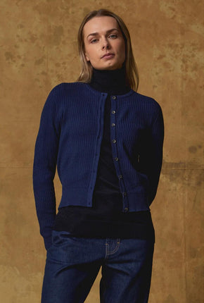 Merino Bargello Crop Cardigan - Oxford-STANDARD ISSUE-P&amp;K The General Store