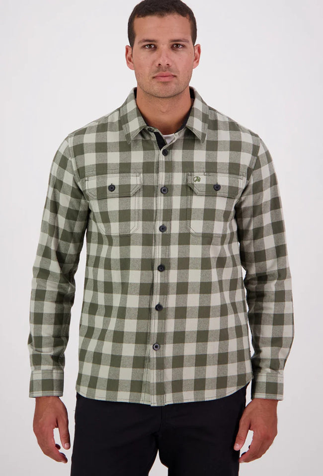 Taranaki Tailor Shirt - (Horizon Grey/Dark Olive)-SWANNDRI-P&amp;K The General Store