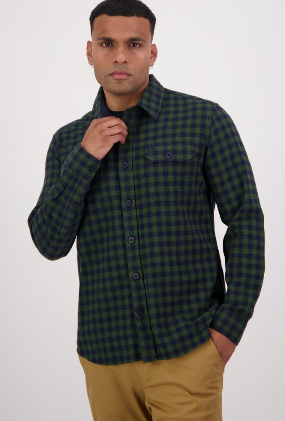 Okato v2 Shirt - Navy/Hunter Green-SWANNDRI-P&K The General Store