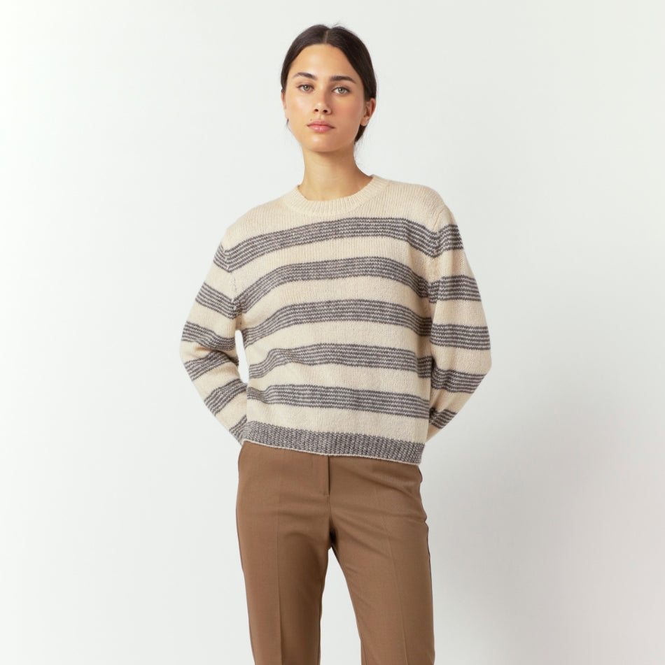 Riley Stripe Jumper - Porcelain/Grey-Sylvester-P&K The General Store