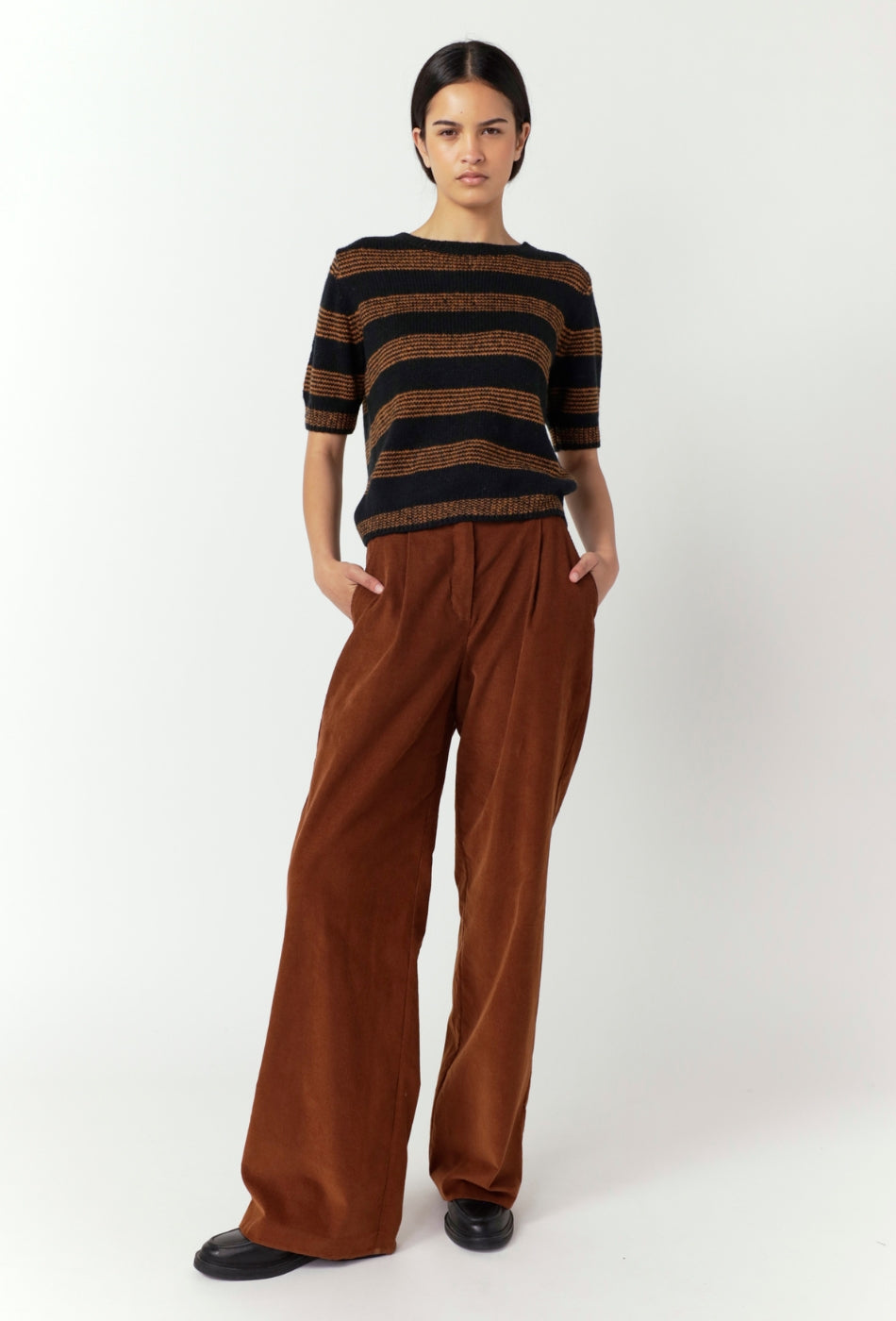 Riley Stripe Top - Black/Ginger-Sylvester-P&K The General Store