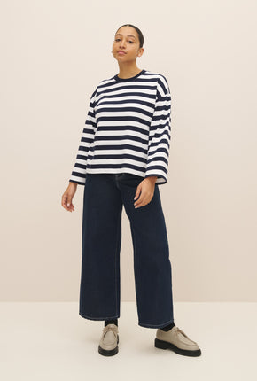 Heavy Boxy Long Sleeve Top - Navy Stripe-KOWTOW-P&amp;K The General Store