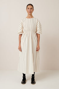 Ellora Dress - Greige Pinstripe-KOWTOW-P&amp;K The General Store