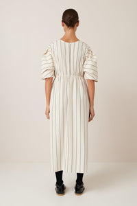 Ellora Dress - Greige Pinstripe-KOWTOW-P&amp;K The General Store