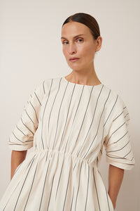 Ellora Dress - Greige Pinstripe-KOWTOW-P&amp;K The General Store